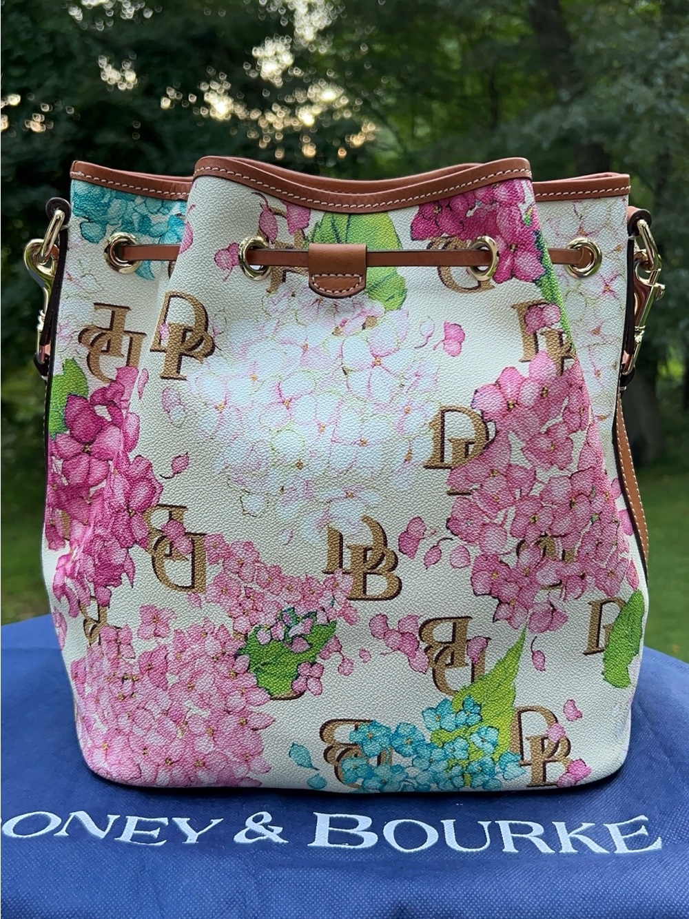 Dooney & Bourke Hydrangea Monogram Drawstring Handbag - Picture 3 of 17